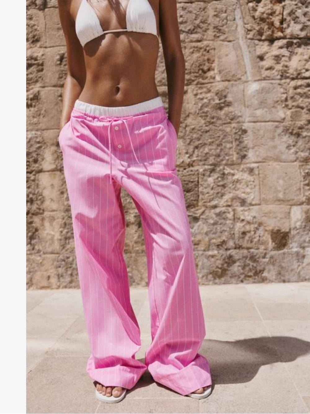 Zara Pink Pinstripe Wide-Leg Pajama Pants 🩷